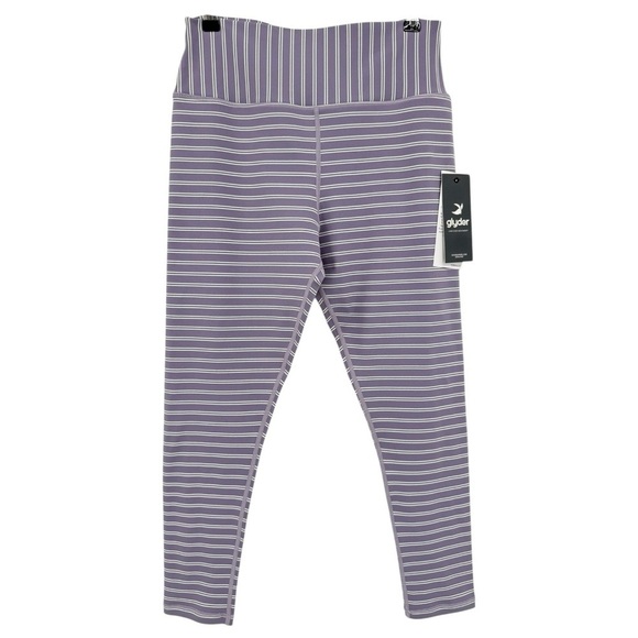 Glyder Sultry 7/8 Legging in Amethyst/Oatmilk Stripe Size XL - Picture 4 of 12